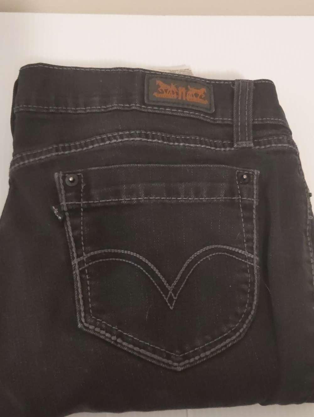 Levis 524 Black Jeans Too Superlow Mens 34x29 (32x32 Tag) 8" Front Rise
